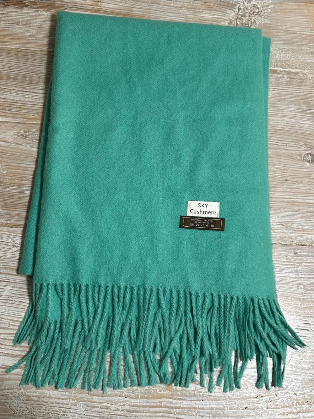 Sky Cashmere Wrap Large Scarf Wool Cashmere Viscose Blend Mint Green